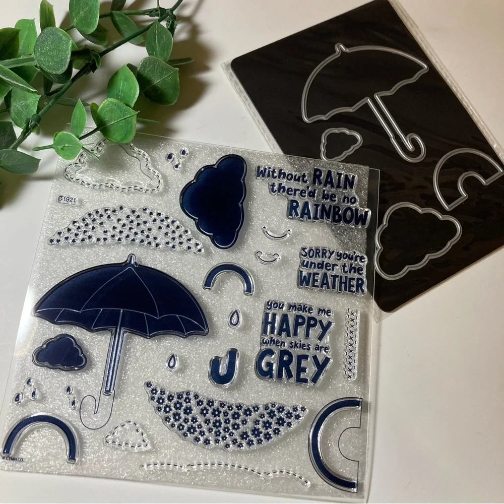 SOLD! CTMH • “When Skies are Grey” Clear Stamp and Die Set - Picture 2 of 8